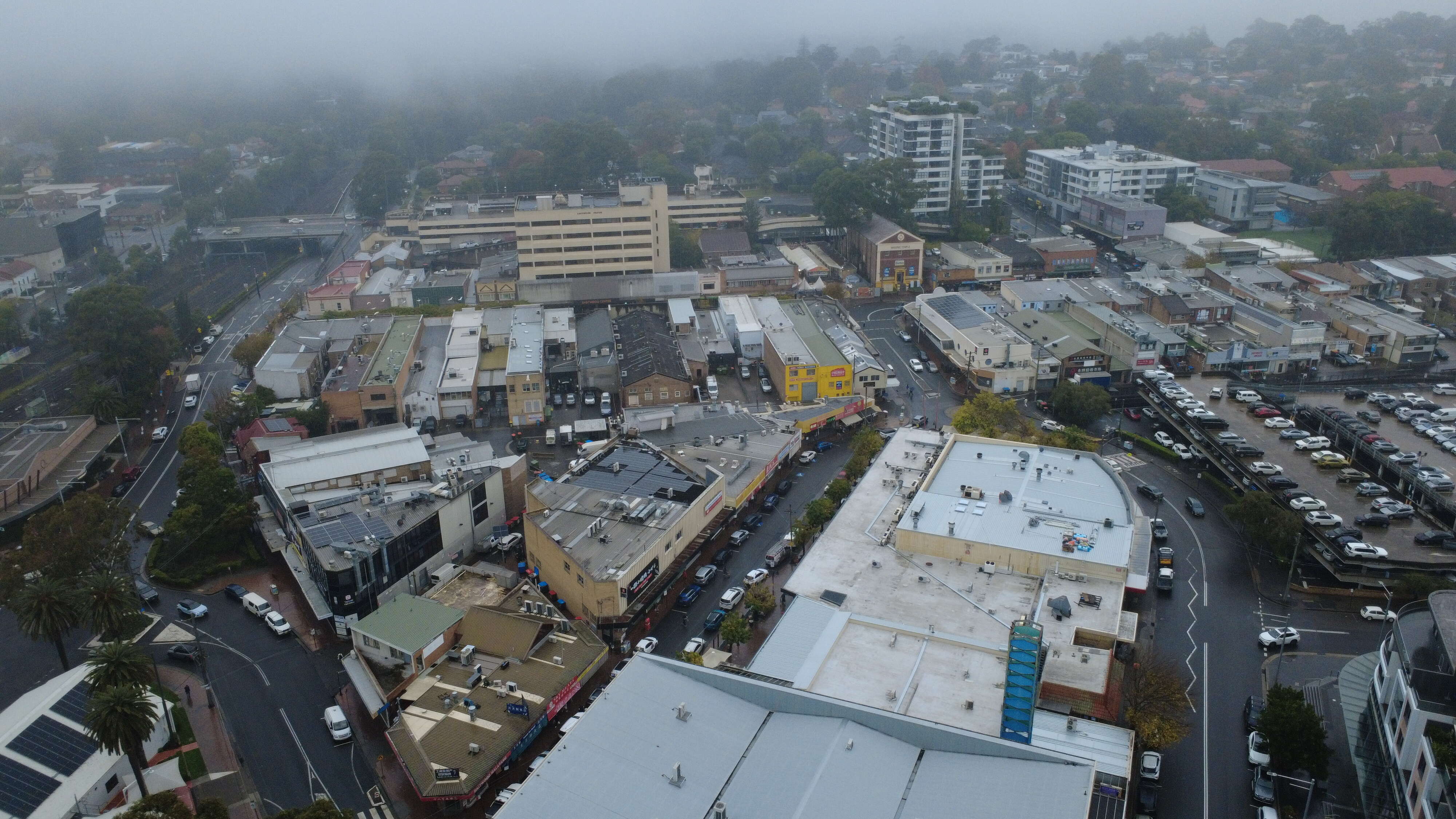 Suburb overview drone Sydney