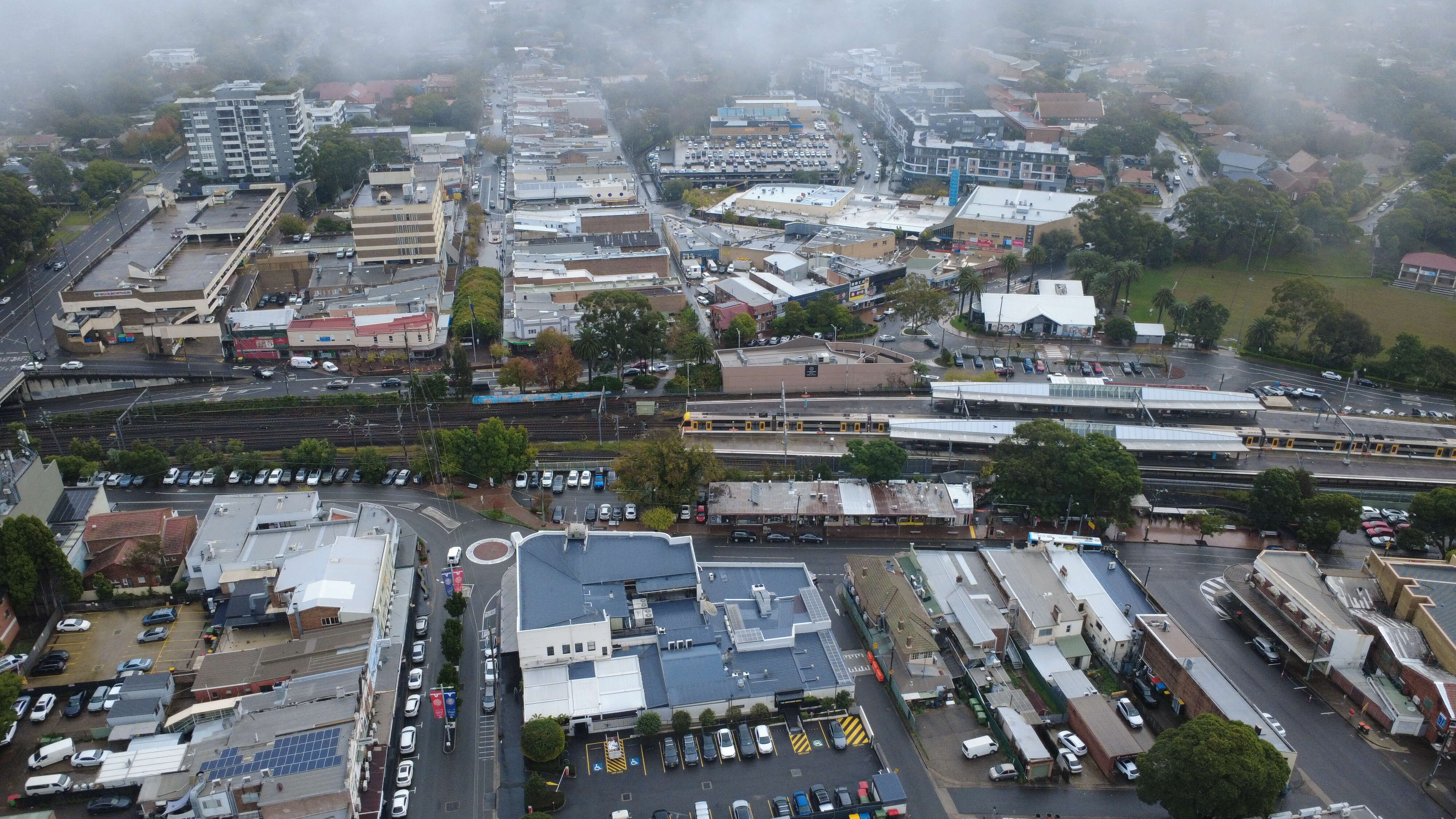 Suburb overview drone Sydney