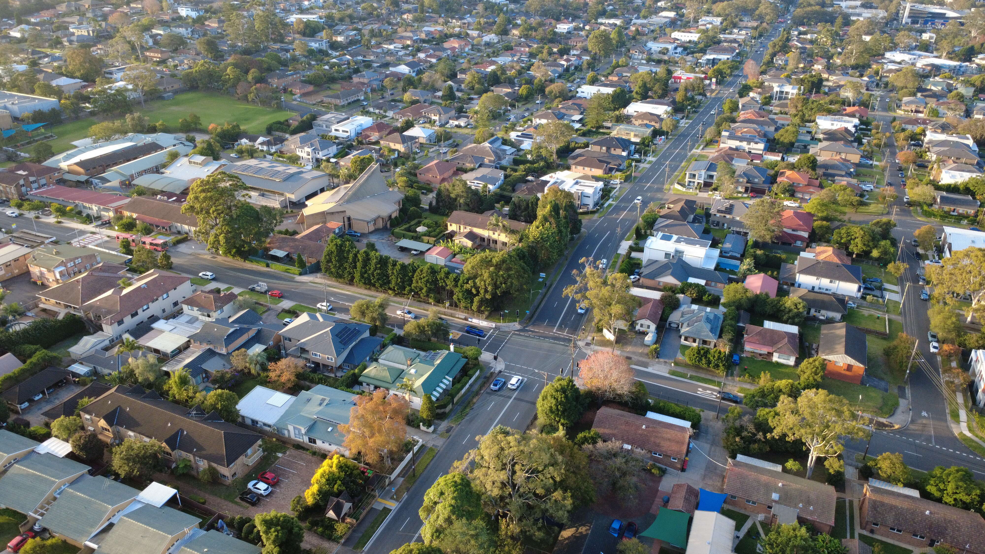 Suburb overview drone Sydney