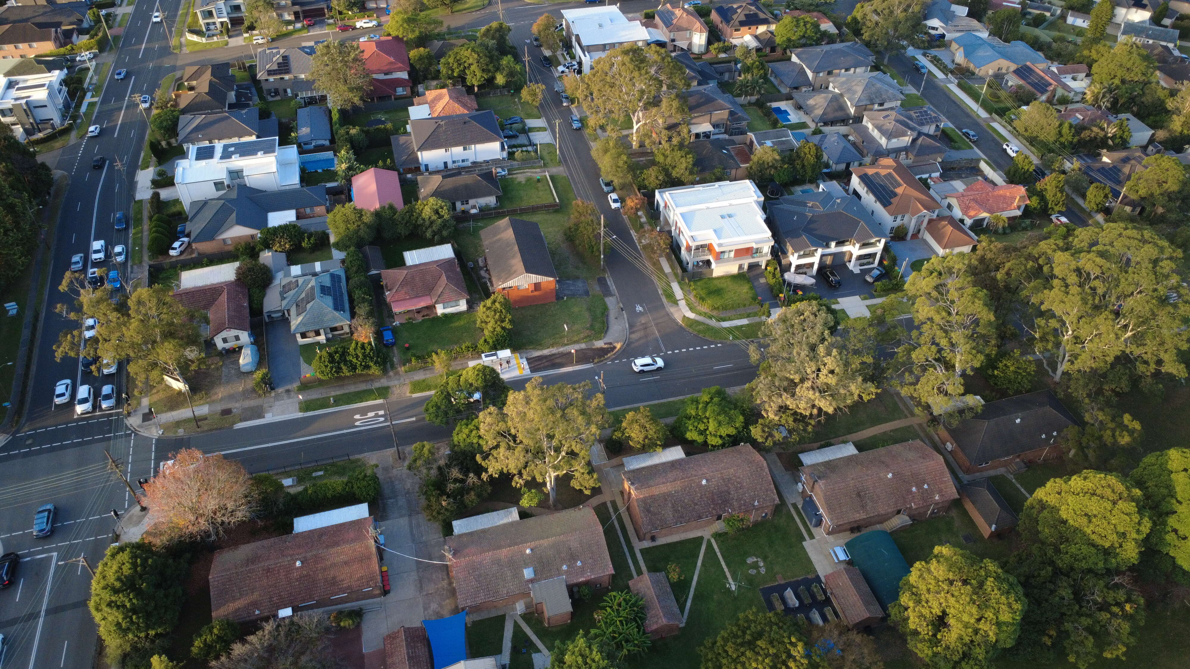 Suburb overview drone Sydney
