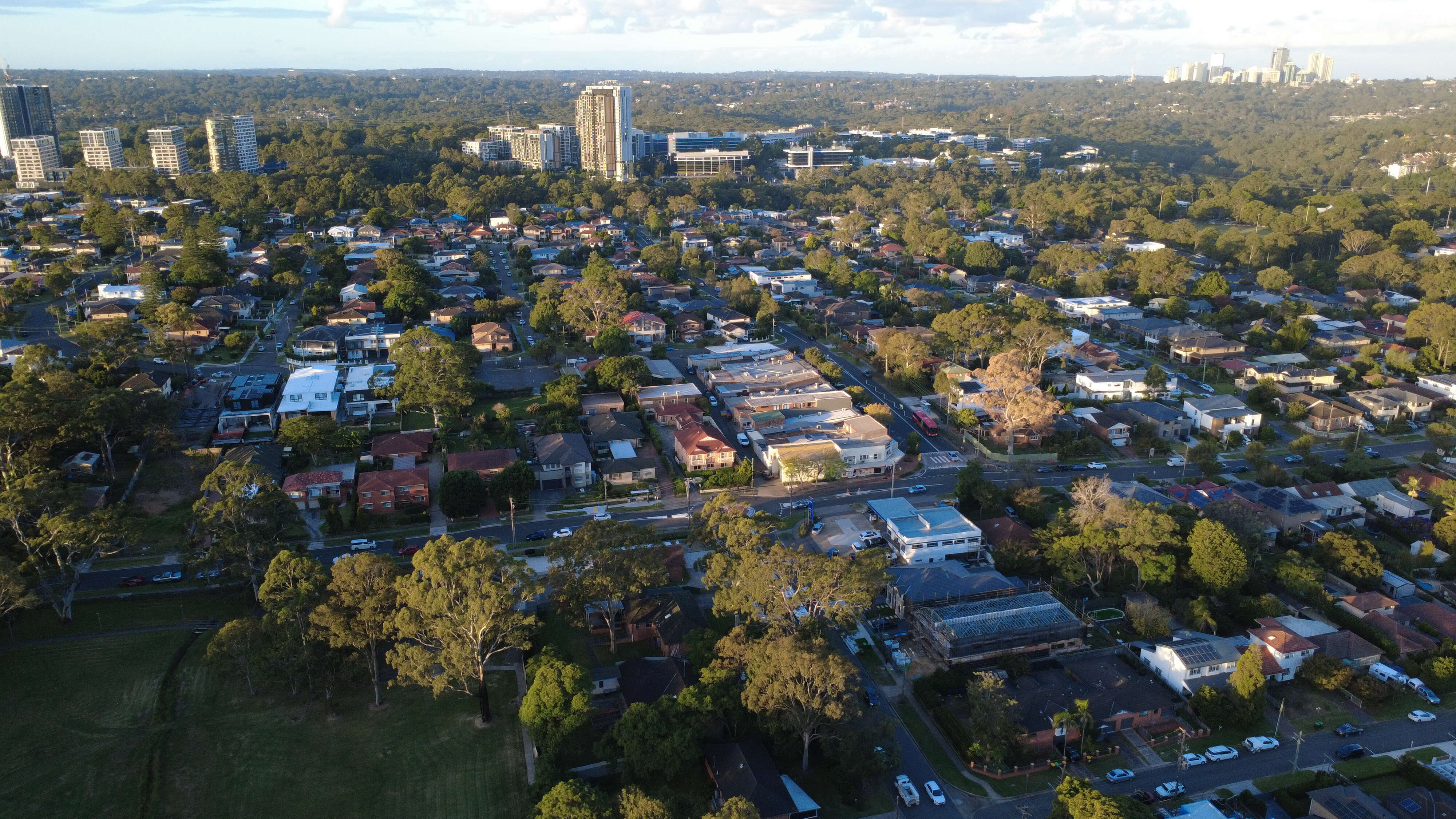 Suburb overview drone Sydney